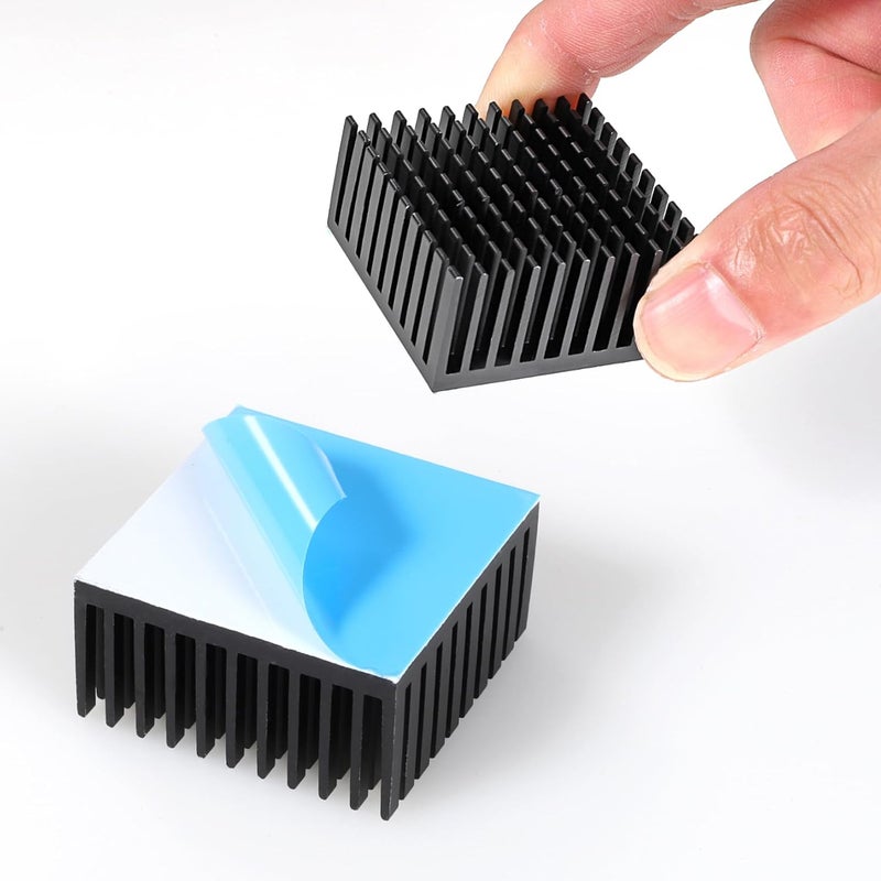 Manesi 4PCS Black Aluminum Heat Sink with Thermal Conductive Adhesive Tape, 40×40×20mm Heatsink Cooler for Cooling VRM GPU Stepper Driver 3D Printer Stepper Motor - Image 2